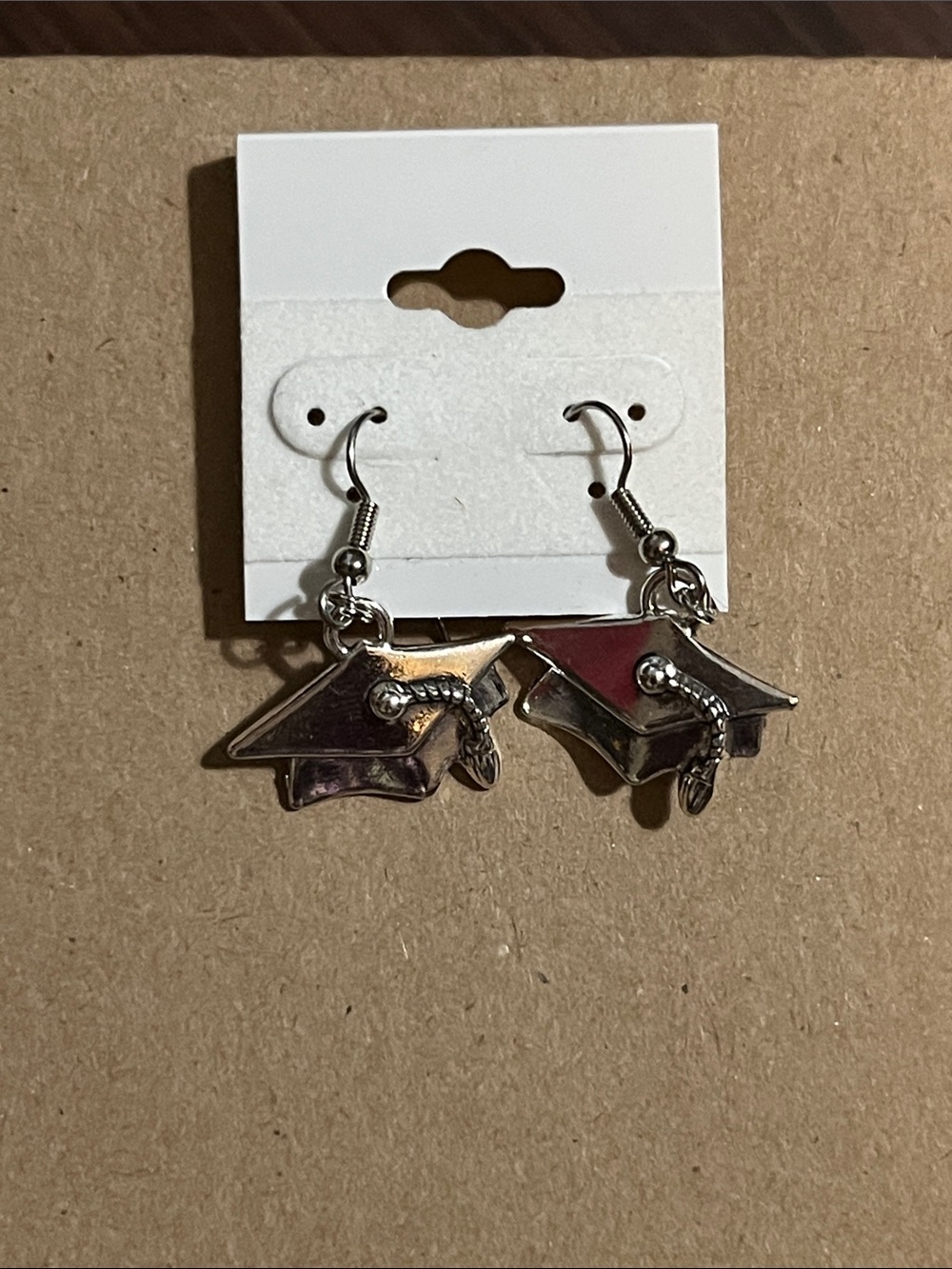 Silver Graduation Cap Dangle Earrings - Classic Celebration Jewelry